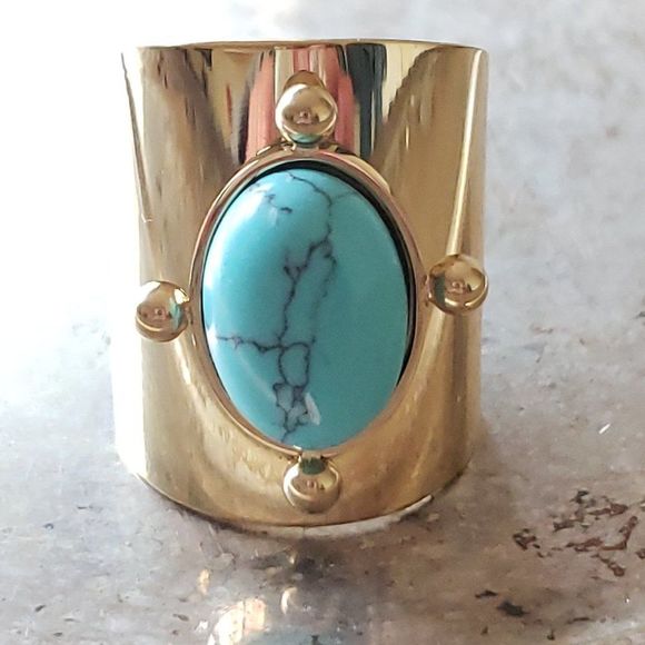 New! FP Starline Mojave Gold Turquoise Ring - Picture 9 of 15